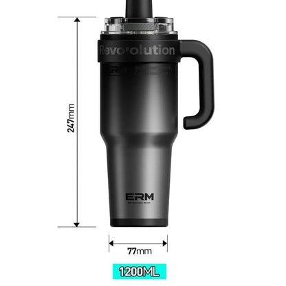 Ceramic Lined Insulated Tumbler with Straw & Handle – 1200ml Stainless Steel Vacuum Flask
