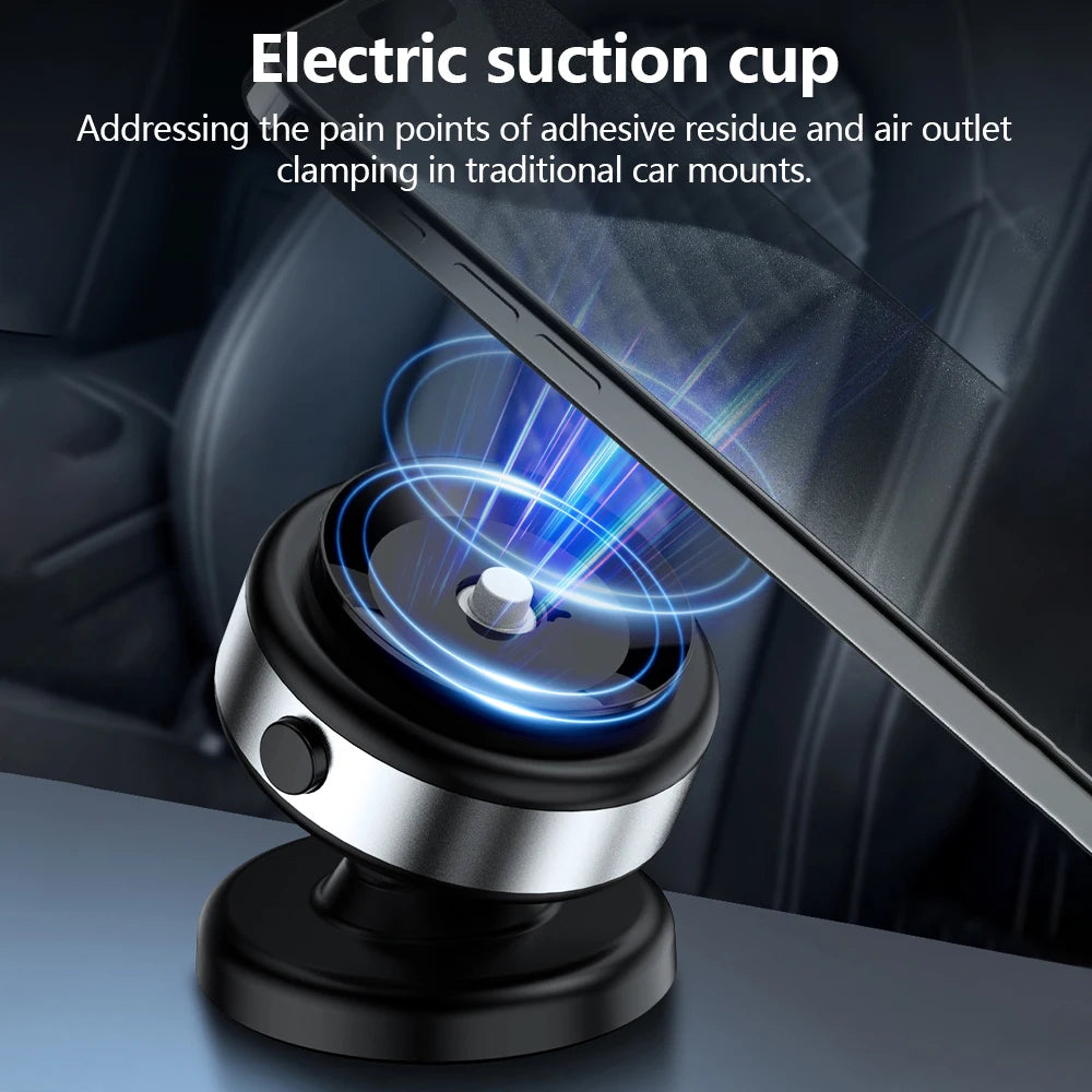 Electric suction cup in a car interior with text highlighting its benefits.