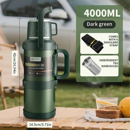Large Stainless Steel Vacuum Thermos Flask – Double Walled Insulated Bottle for Hot & Cold Drinks