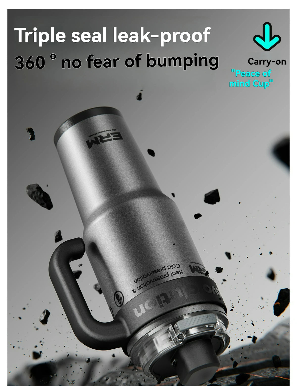 Ceramic Lined Insulated Tumbler with Straw & Handle – 1200ml Stainless Steel Vacuum Flask