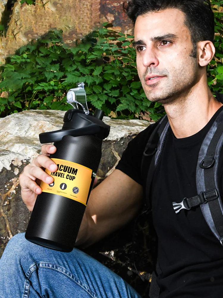 Stainless Steel Insulated Water Bottle with Straw – Vacuum Flask for Hot & Cold Drinks