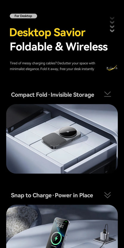 Essager 3-in-1 Wireless Charger Stand 15W – MagSafe Compatible for iPhone, Apple Watch & AirPods