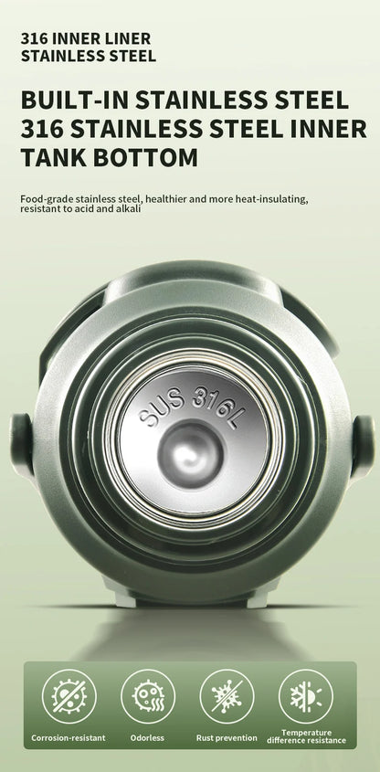 Large Stainless Steel Vacuum Thermos Flask – Double Walled Insulated Bottle for Hot & Cold Drinks