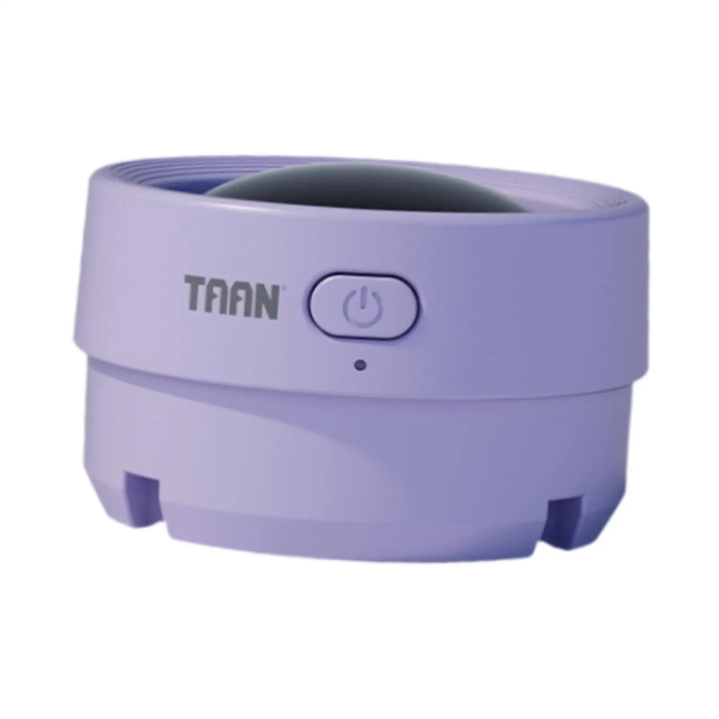 Purple electronic device with a power button on a white background
