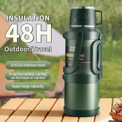 Large Stainless Steel Vacuum Thermos Flask – Double Walled Insulated Bottle for Hot & Cold Drinks