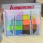 Packaged colorful Kawasaki rubber bands on a wooden surface
