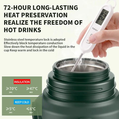 Large Stainless Steel Vacuum Thermos Flask – Double Walled Insulated Bottle for Hot & Cold Drinks