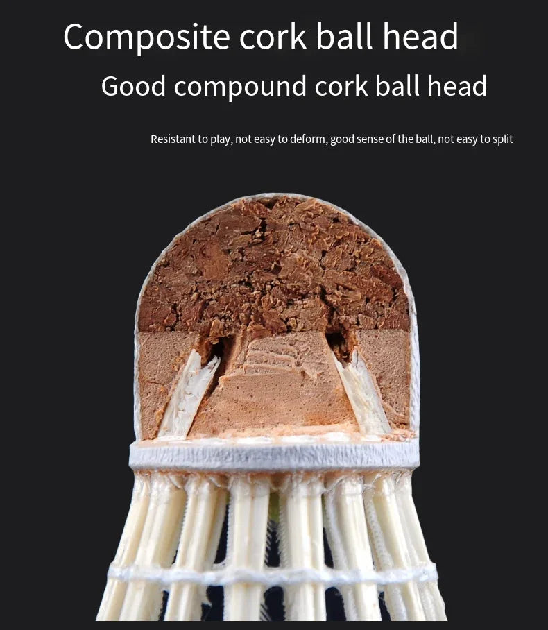 Composite cork ball head with text on a black background