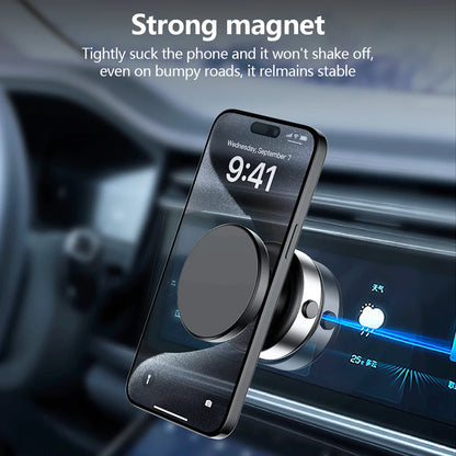 Phone holder with strong magnet on a car dashboard
