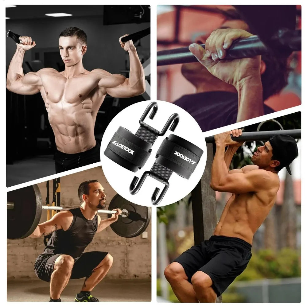 Weightlifting Wrist Straps - Pull-Up Assist Hooks (2 Pack)