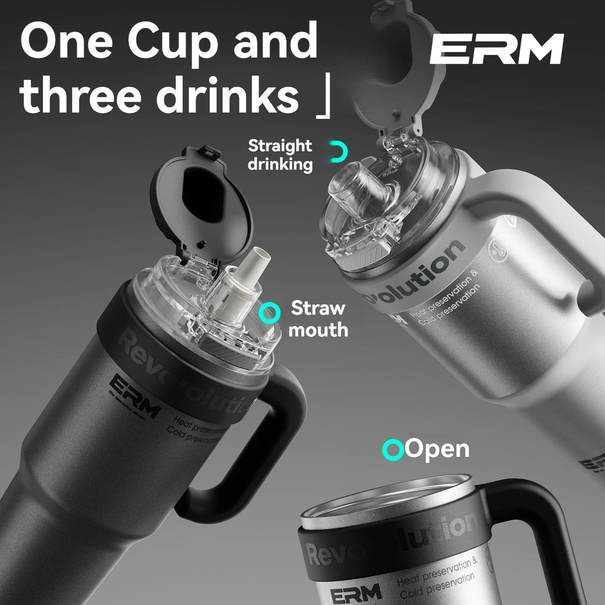 Ceramic Lined Insulated Tumbler with Straw & Handle – 1200ml Stainless Steel Vacuum Flask