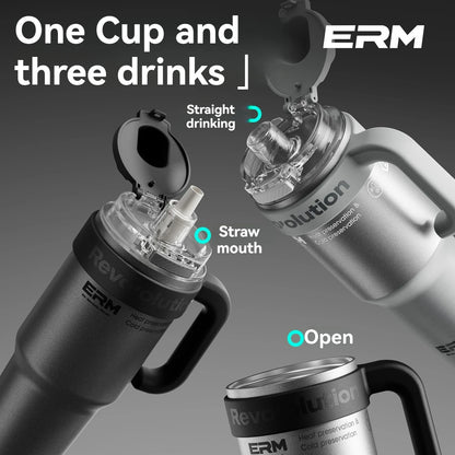 Ceramic Lined Insulated Tumbler with Straw & Handle – 1200ml Stainless Steel Vacuum Flask