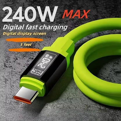 240W Fast Charging USB to Type-C, Type-C to Type-C Data Cable, For Huawei Xiaomi Samsung OPPO VIVO(No digital display)