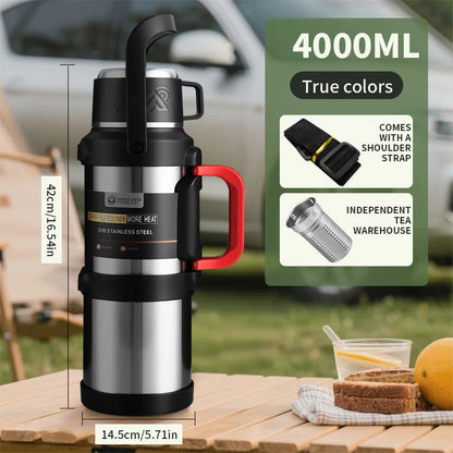 Large Stainless Steel Vacuum Thermos Flask – Double Walled Insulated Bottle for Hot & Cold Drinks