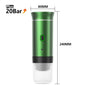 Green and white device with dimensions labeled, featuring the Plus 20Bar logo.