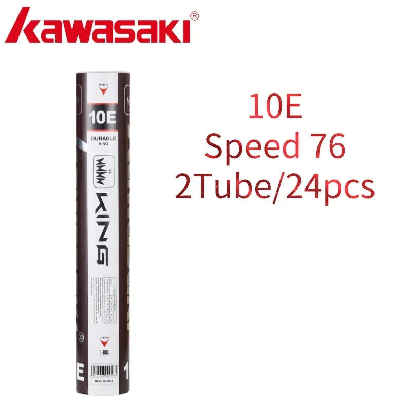 Kawasaki King Series 8E/10E Club & Training Badminton Shuttlecocks – Goose Feather, Speed 76/77