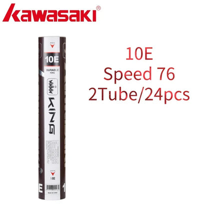 Kawasaki King Series 8E/10E Club & Training Badminton Shuttlecocks – Goose Feather, Speed 76/77