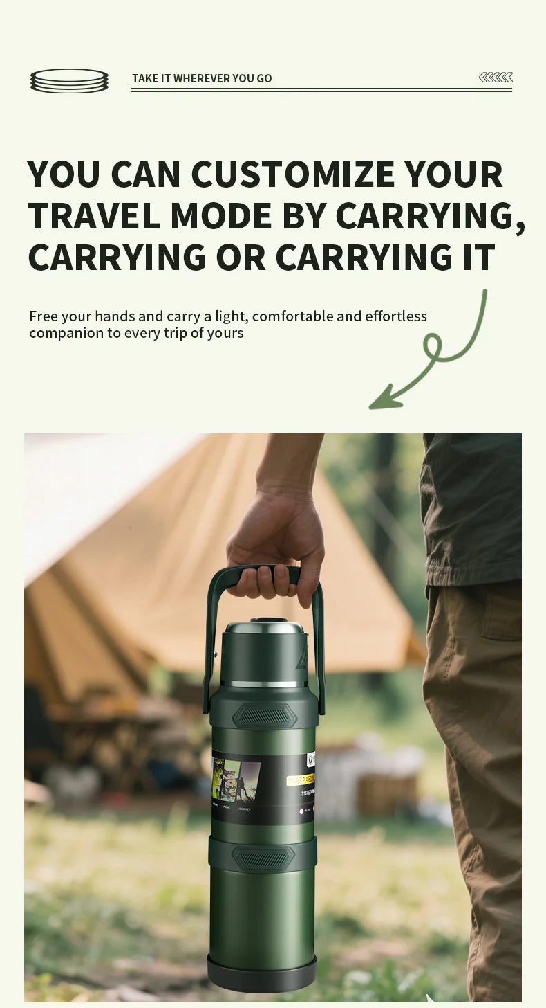 Large Stainless Steel Vacuum Thermos Flask – Double Walled Insulated Bottle for Hot & Cold Drinks