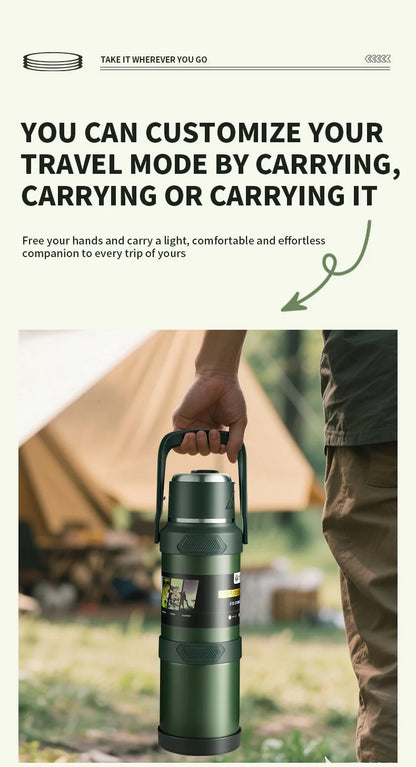 Large Stainless Steel Vacuum Thermos Flask – Double Walled Insulated Bottle for Hot & Cold Drinks