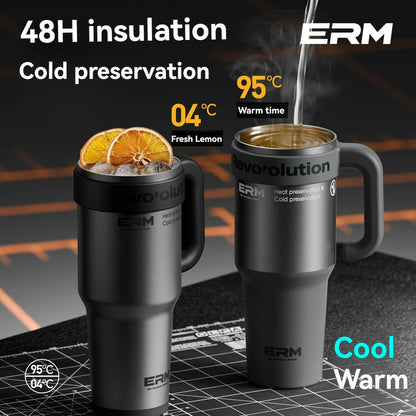 Ceramic Lined Insulated Tumbler with Straw & Handle – 1200ml Stainless Steel Vacuum Flask