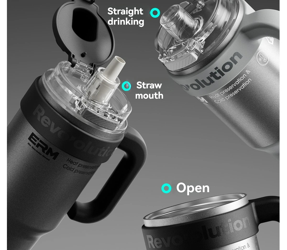 Ceramic Lined Insulated Tumbler with Straw & Handle – 1200ml Stainless Steel Vacuum Flask
