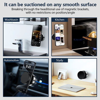Smartphone holder with text on smooth surface usage in various settings.