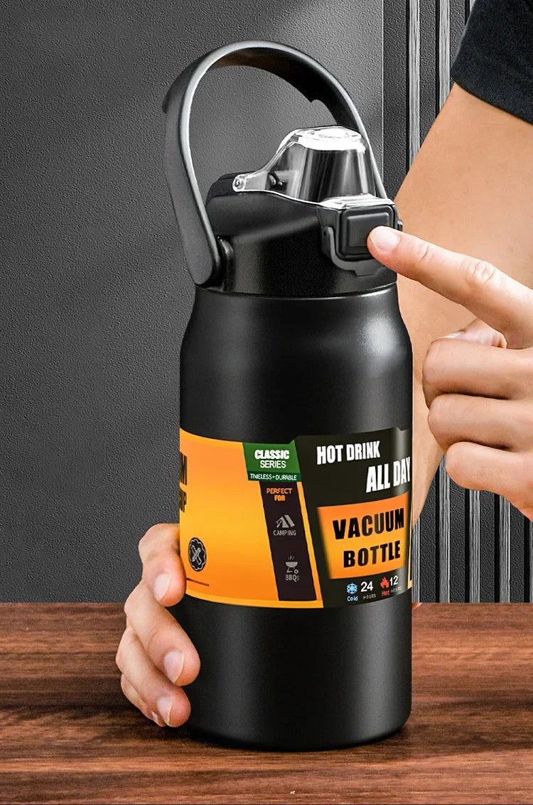 Stainless Steel Insulated Water Bottle with Straw – Vacuum Flask for Hot & Cold Drinks