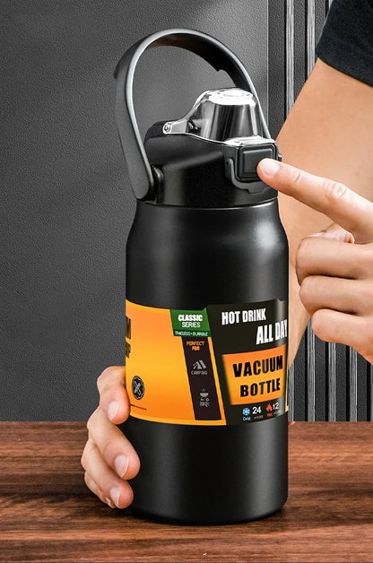 Stainless Steel Insulated Water Bottle with Straw – Vacuum Flask for Hot & Cold Drinks