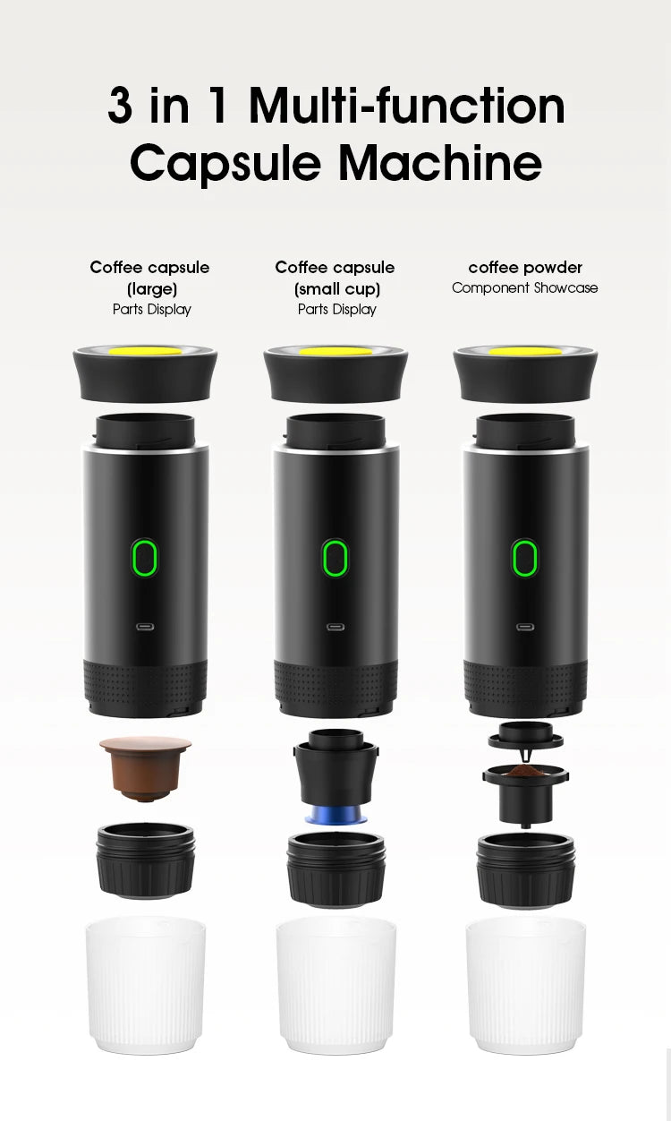3-in-1 multi-function capsule machine with various components on a white background