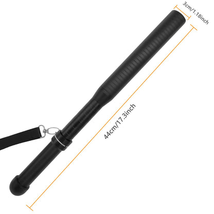 Black baton with measurement details on a white background