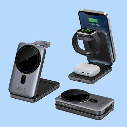 Foldable Magnetic Wireless Charging Stand – Light Blue 1:1